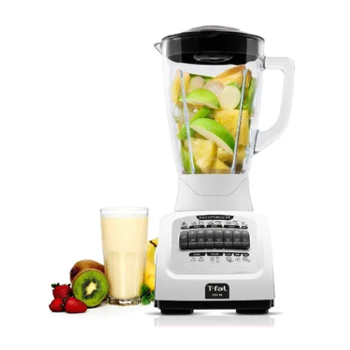 Licuadora T-Fal de 12 Velocidades Infinyforce XL Blanca con Vaso de Vidrio de 2 L